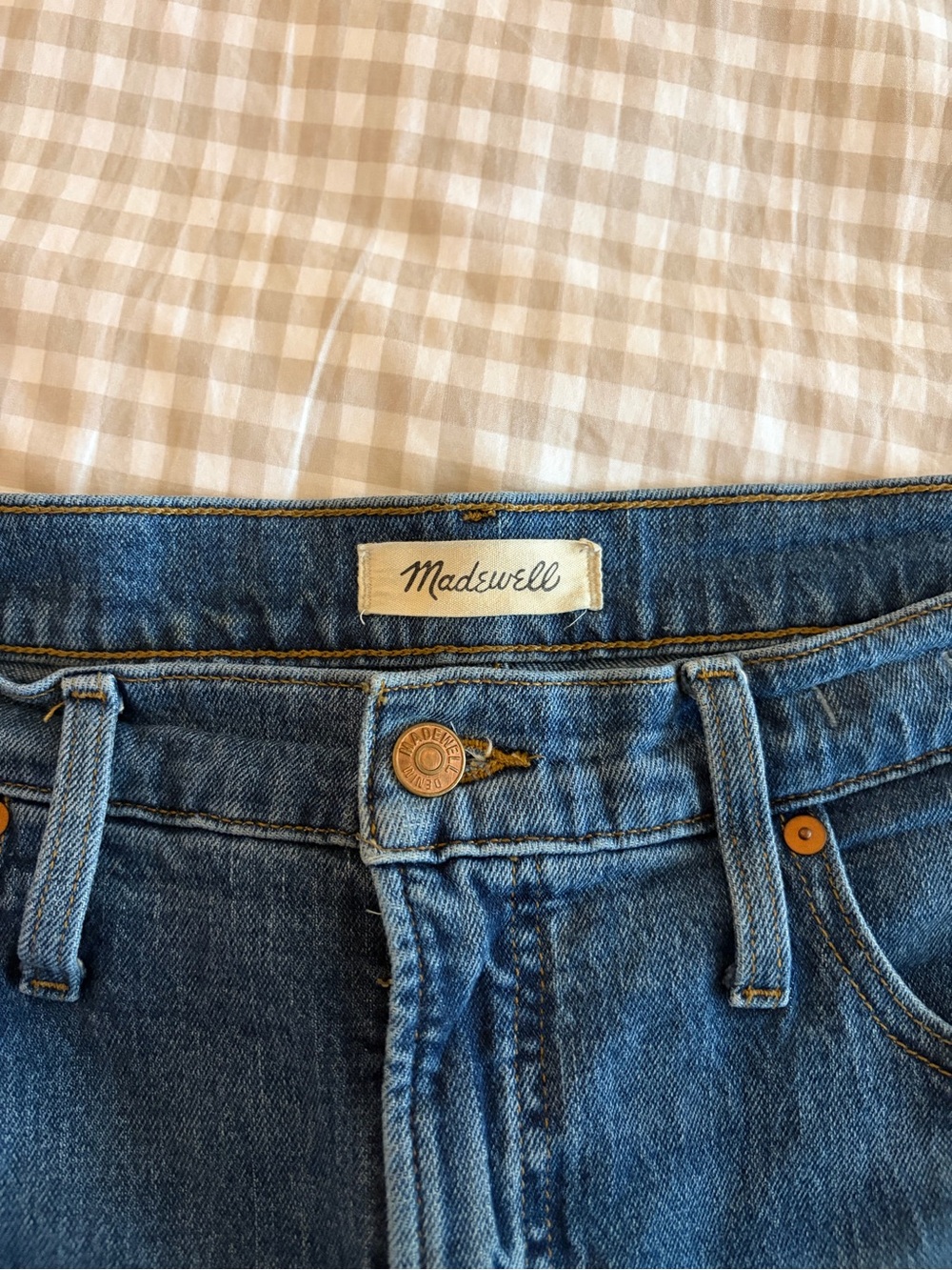 Madewell The Perfect Vintage Jean High Rise Frayed Raw Hem Blue Denim